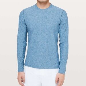 Lululemon Men’s Heather Blue Long Sleeve Training Surge Warm Shirt Size M Pocket